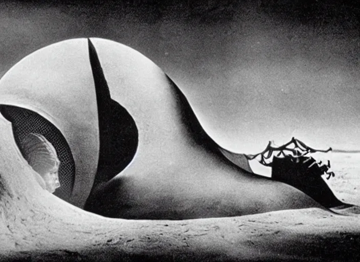Prompt: sandworm scene from the 1 9 3 4 science fiction film dune