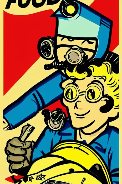 Image similar to fallout 7 6 retro futurist illustration art by butcher billy, sticker, colorful, illustration, highly detailed, simple, smooth and clean vector curves, no jagged lines, vector art, smooth andy warhol style