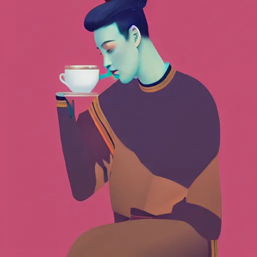 Prompt: a king drinking a cup of tea by hsaio ron cheng, trending on artstation, 8 k, highly detailed, digital painting