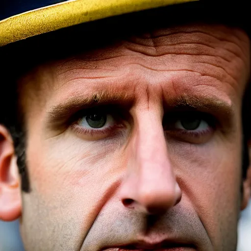 Image similar to closeup portrait of emmanuel macron dressed as napoleon in a paris street, natural light, sharp, detailed face, magazine, press, photo, steve mccurry, david lazar, canon, nikon, focus