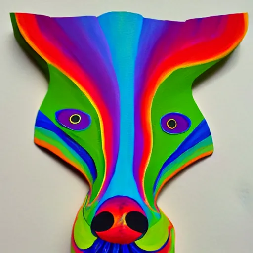 Prompt: painting of a psychedelic animal paper sculpture