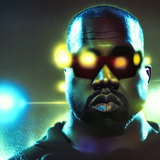 Prompt: Kanye West as Duke Nukem, splash art, movie still, cinematic lighting, dramatic, octane render, long lens, shallow depth of field, bokeh, anamorphic lens flare, 8k, hyper detailed, 35mm film grain