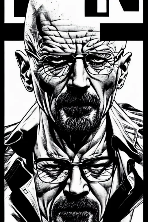 Image similar to character art by mike deodato, walter white, absolute chad