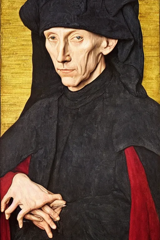 Image similar to portrait of jedi master wilhuff tarkin, oil painting by jan van eyck, northern renaissance art, oil on canvas, wet - on - wet technique, realistic, expressive emotions, intricate textures, illusionistic detail