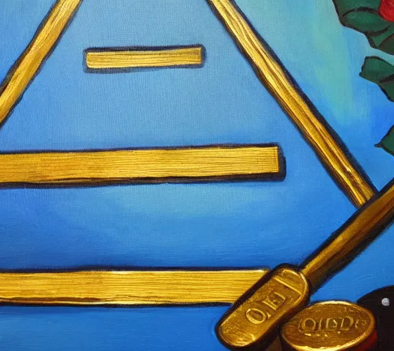 Image similar to gold bars business money oil painting