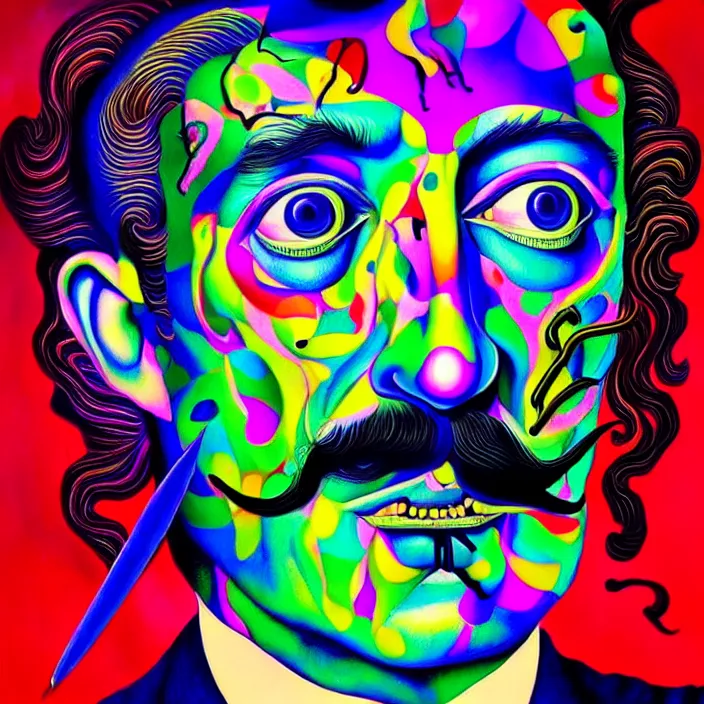 Prompt: An extremely psychedelic portrait of Salvador Dali, Extremely Highly detailed, Occult, funny, humorous, humor, hilarious, funny, entertaining, magical, trending on artstationHQ, LSD, diffuse lighting, fantasy, intricate, elegant, highly detailed, lifelike, photorealistic, digital painting, artstation, illustration, concept art, smooth, sharp, magical focus