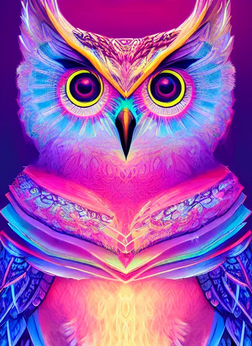 Image similar to symmetry!! product render poster vivid colors divine proportion owl, ice and snow, glowing fog intricate, elegant, highly detailed, digital painting, artstation, concept art, smooth, sharp focus, illustration,