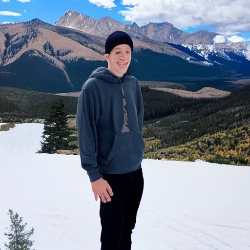 Image similar to pete davidson in colorado mountains in the background