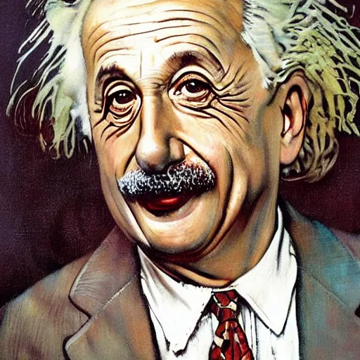 Prompt: einstein painted by norman rockwell