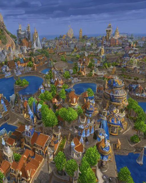 Image similar to Stormwind city from World of Warcraft, HD 4K, Unreal engine.