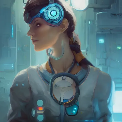 Image similar to a portrait of a beautiful cybernetic nurse, cyberpunk concept art by pete mohrbacher and wlop and artgerm and josan gonzales, digital art, highly detailed, intricate, sci-fi, sharp focus, Trending on Artstation HQ, deviantart, unreal engine 5, 4K UHD image