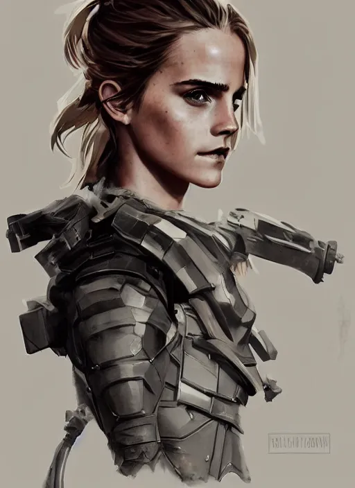 Prompt: fashion model emma watson wearing metal gear armour art by Hokusai by greg rutkowski by wlop high detail comic sharp vector lineart dramtic lighting artstation by trevor henderson by rossd raws cinematic dramatic