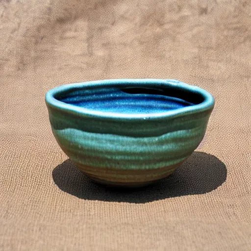 Prompt: raku pottery of a cup that looks like a bowl, ultra high quality model