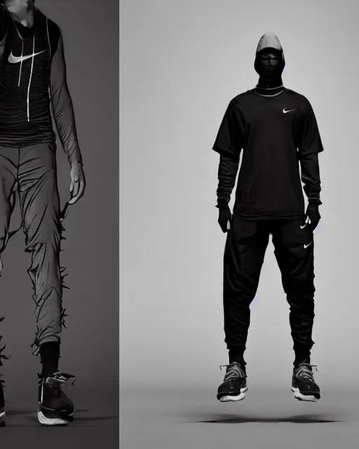 Image similar to Medium shot of Erolson Hugh wearing Nike ACG+Acronym P31-DS Pants in the style of greg rutkowski