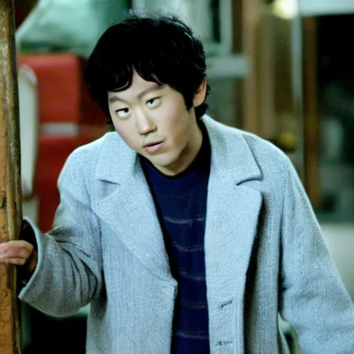 Image similar to Film still of Steven Yeun, from Charlie and Chocolate Factory (2005 movie)