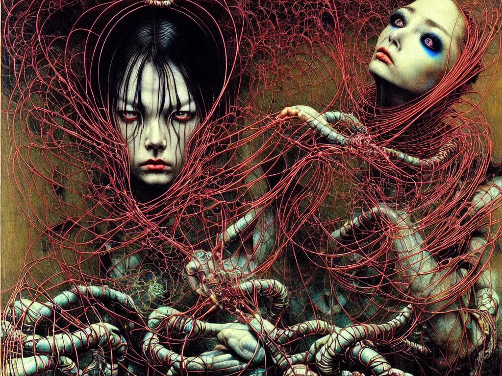 Prompt: cockroaches connected with wires and cords to a computer from 9 0 s in an old dirty soviet apartment by ayami kojima, amano, karol bak, neo - gothic, gothic, rich deep colors. beksinski painting, from a movie by david cronenberg. art by takato yamamoto. masterpiece. realistic detailed image