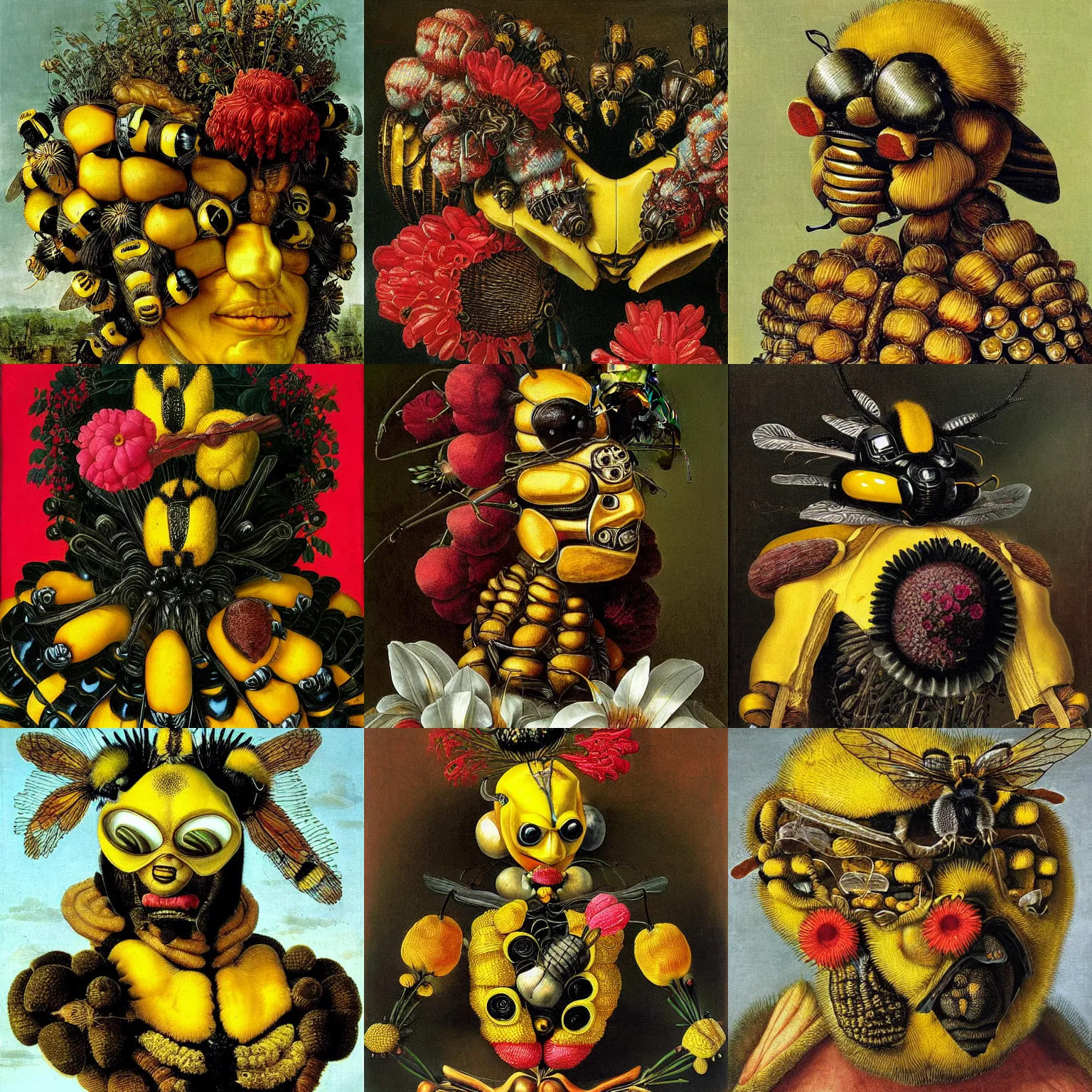 Prompt: bumblebee painted by arcimboldo