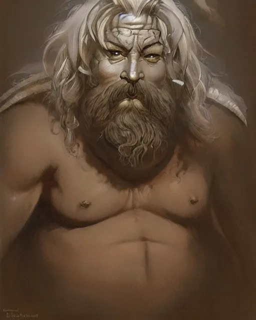 Prompt: a stunning portrait of a dwarf lord, fantasy illustration by Frank Frazetta and Boris Vallejo, symmetric, highly detailed, trending on artstationhq