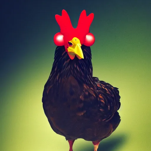 Image similar to a high quality photo of a chicken wearing a suit, 8k, digital art
