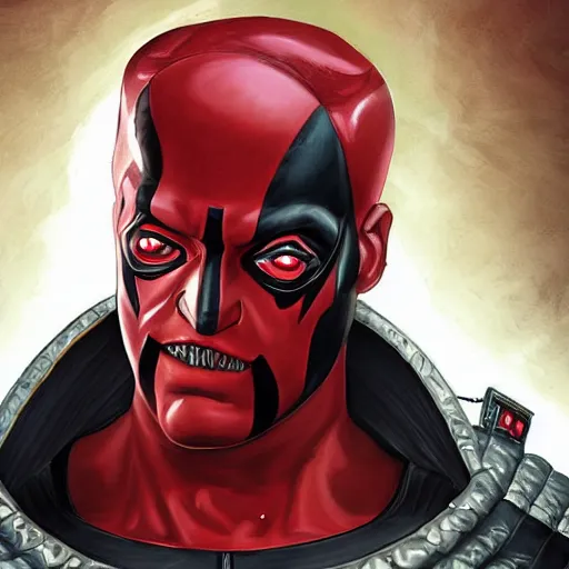 Image similar to a portrait of deathpool, extremely detailed digital art by mark brooks