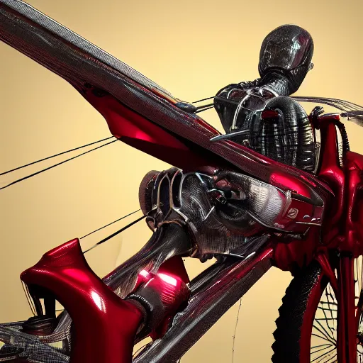 Image similar to humanoid on futuristic red bicycle artstation not detailed unreal