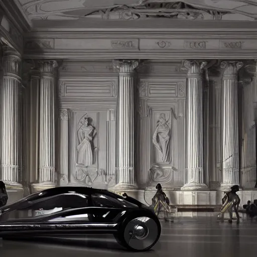 Image similar to full lenght sci-fi cars in the coronation of napoleon painting by Jacques-Louis David and point cloud in the middle and everything in form of zaha hadid architects artwork by caravaggio unreal engine 5 keyshot octane lighting ultra high detail ultra hyper realism 8k 16k in plastic dark tilt shift full-length view