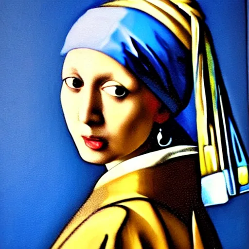 Image similar to monica gellar as the girl with the pearl earring, oil painting