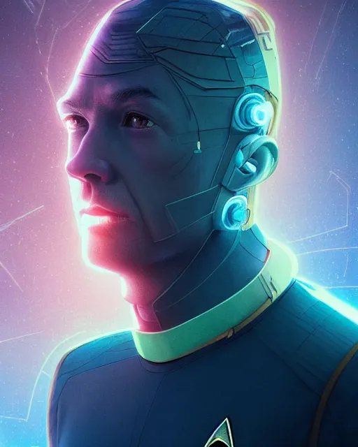 Image similar to portrait of star trek number one as a cyborg. intricate abstract. intricate artwork. by tooth wu, wlop, beeple, dan mumford. octane render, trending on artstation, greg rutkowski very coherent symmetrical artwork. cinematic, hyper realism, high detail, octane render, 8 k, iridescent accents