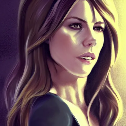 Image similar to Kate Beckinsale in a t-shirt and jeans, digital painting, artstation, concept art, illustration