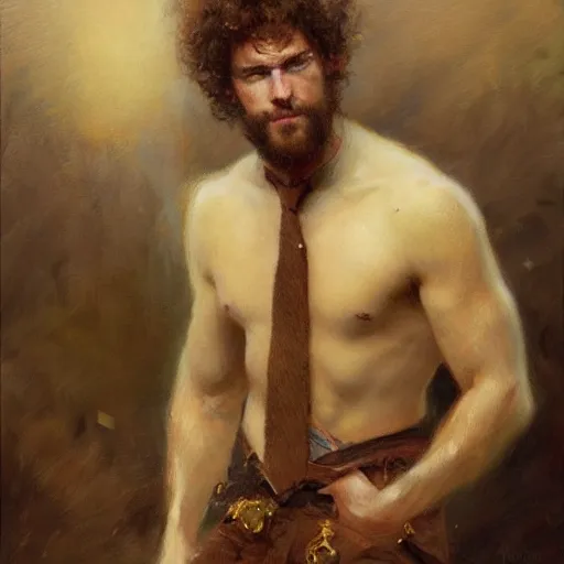 Image similar to A handsome man with a perm, painting by Gaston Bussiere and Greg Rutkowski, trending on artstation, 4k, 8k