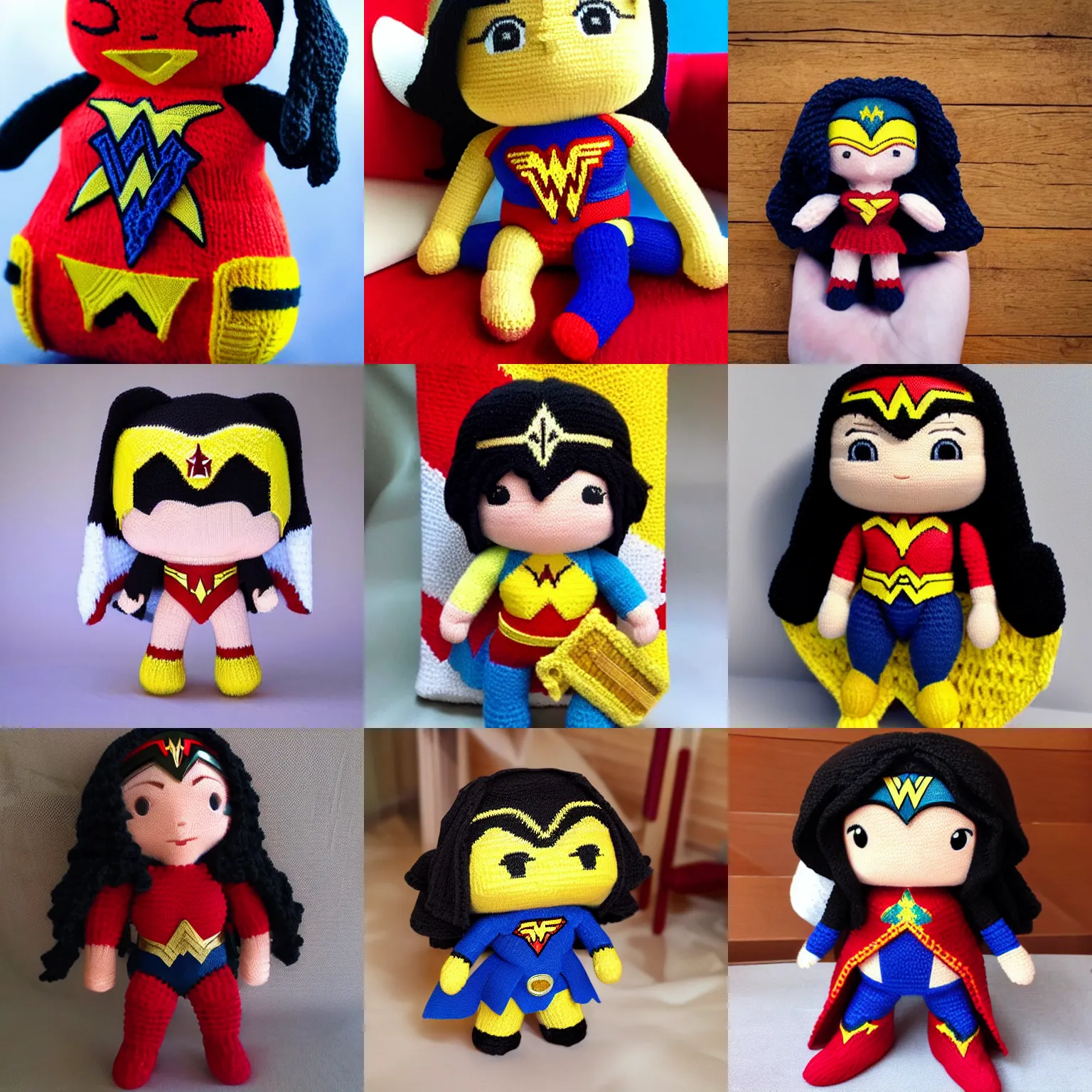 Prompt: plushie of gal gadot wonder woman made of plushie a knitted plushie smartphone photo