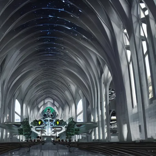 Image similar to futuristic cathedral inspired by boba fett