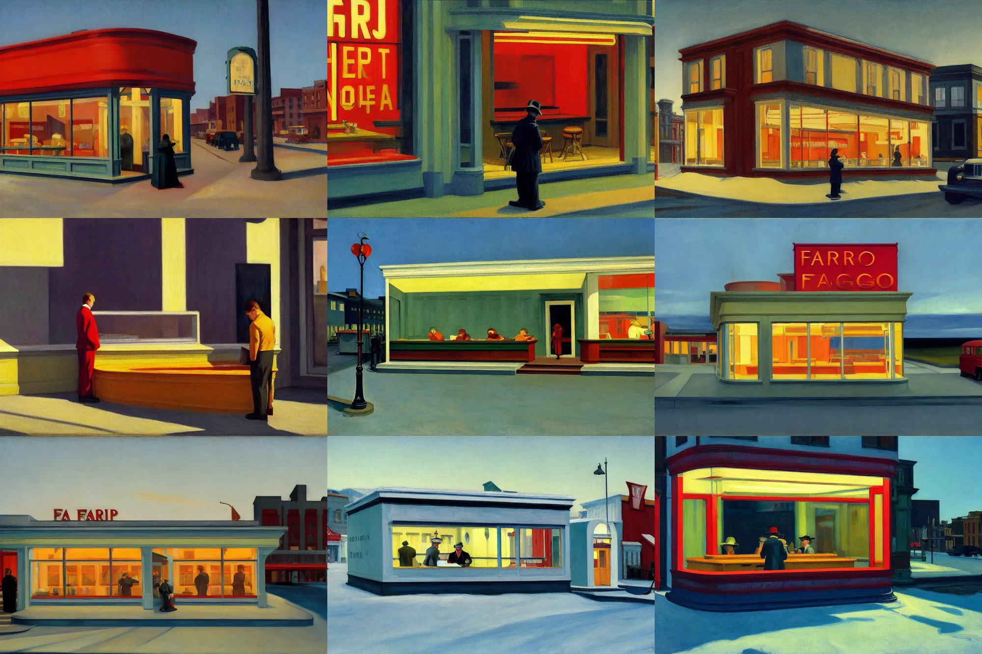 Prompt: Fargo, painted by Edward Hopper