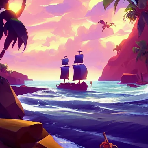 Image similar to painting treasure on sea of thieves game smooth median photoshop filter cutout vector, behance hd by jesper ejsing, by rhads, makoto shinkai and lois van baarle, ilya kuvshinov, rossdraws global illumination