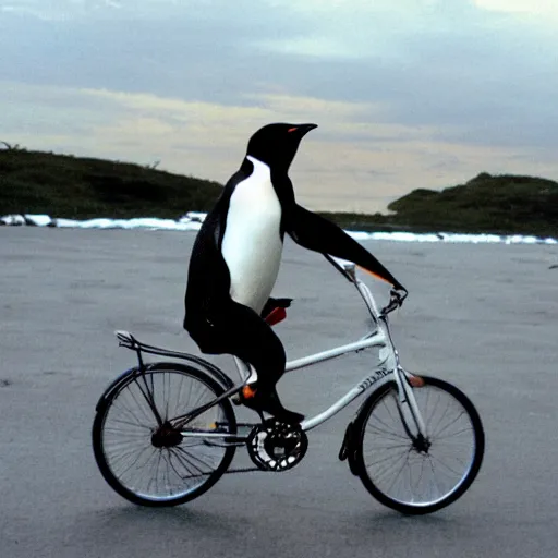 Image similar to penguin riding a bicycle