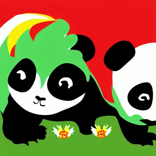 Image similar to vector art of welsh dragon and cute panda mixed, intercrossed, chimera, welsh flag, adobe illustrator