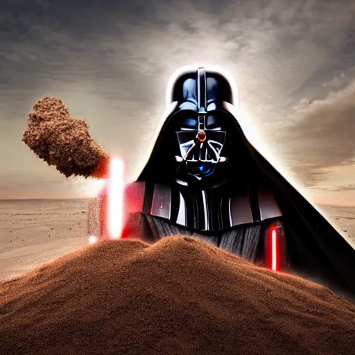 Image similar to darth vader attacking a pile of sand