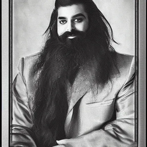 Image similar to prince with a thick beard and long hair, Arabic