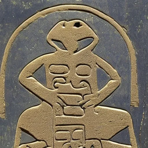 Prompt: kermit as an ancient egyptian hieroglyph