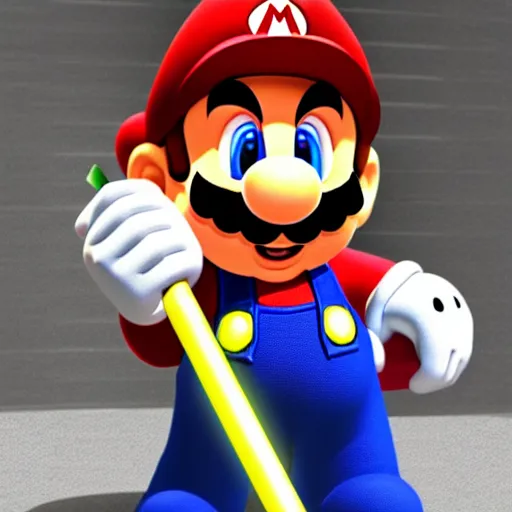 Image similar to super mario as a wizard holding a magical glowing staff, highly detailed, extremely high quality, hd, 4 k, 8 k, professional photographer, 4 0 mp, lifelike, top - rated, award winning, realistic, detailed lighting, detailed shadows, sharp, no blur, edited, corrected, trending