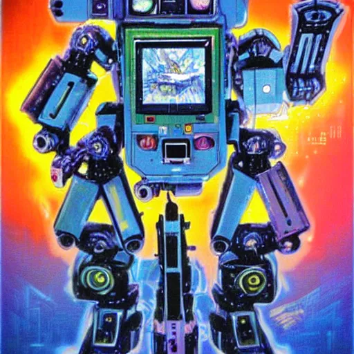 Image similar to colourful mecha robot, art drew struzan, stanley artgem lau