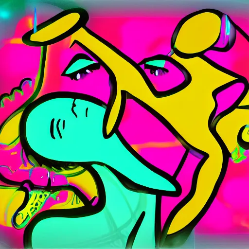 Image similar to do not be jealous of my boogie, glam, neon, digital art