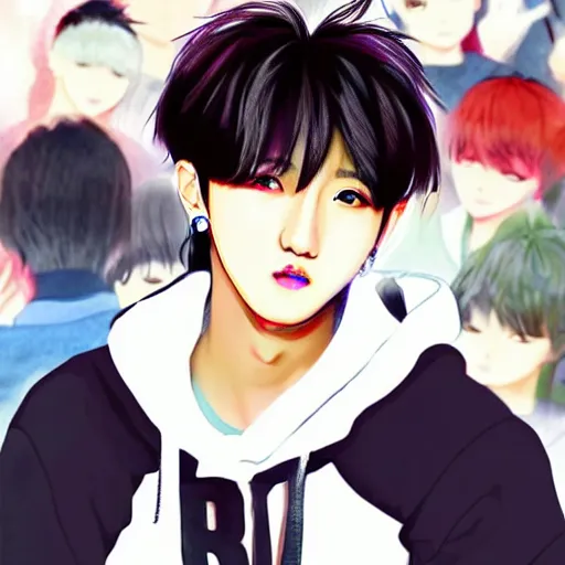 Prompt: “K-pop idol Changbin as anime art”