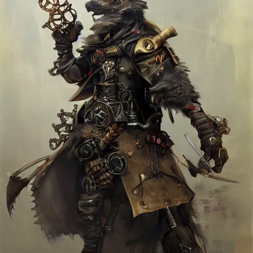 Image similar to steampunk rat warrior, by ruan jia