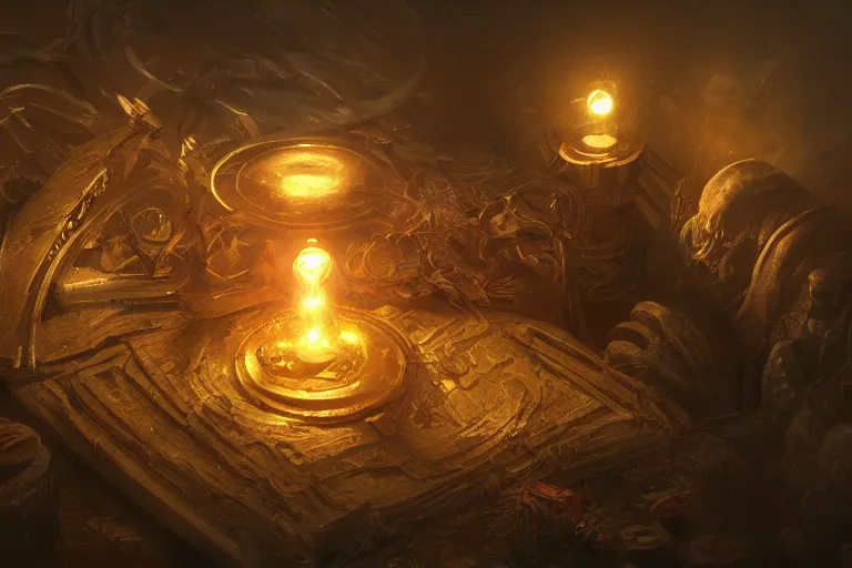 Image similar to magical artifact, small, intricate, artstation, dramatic lighting