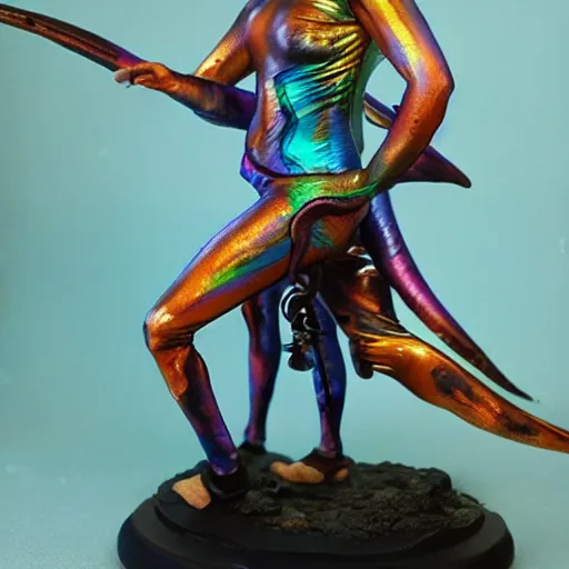 Image similar to iridescent bodypaint on a swashbuckling space pirate