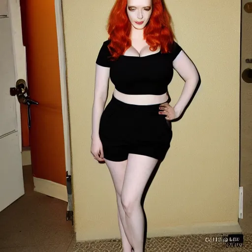 Image similar to symmetry!! christina hendricks!!! full frontal body photography of christina hendricks in croptop