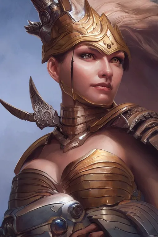 Image similar to amazon valkyrie athena, d & d, fantasy, portrait, highly detailed, headshot, digital painting, trending on artstation, concept art, sharp focus, illustration, art by artgerm and greg rutkowski and magali villeneuve