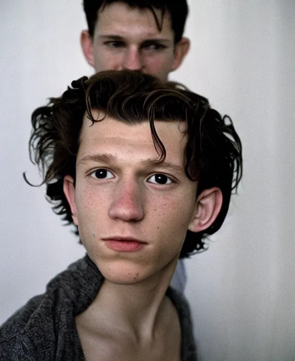 Image similar to portrait of tom holland photographed by nan goldin