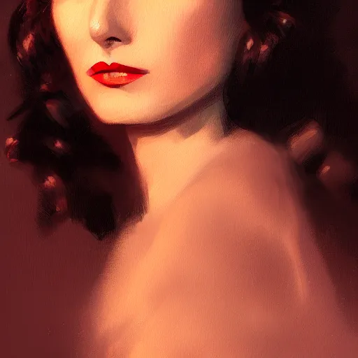 Prompt: a closeup portrait of a young vivian leigh, 1 9 2 0 s, femme fatale, gorgeous view, sunset, film noir, serene, high detail, depth, masterpiece by greg rutkowski, digital art, trending on artstation